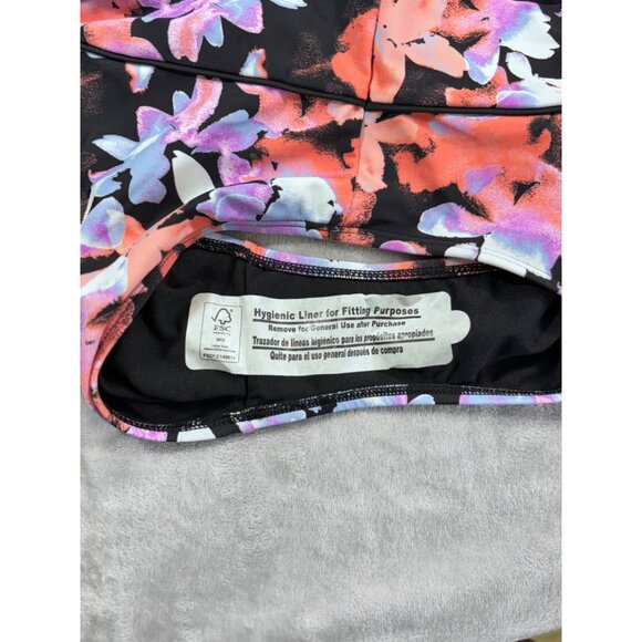 Time and Tru  Bikini Bottoms Women Small Black with Colorful floral pattern NWT - Picture 6 of 8